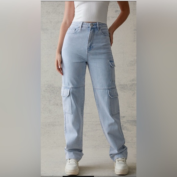 PacSun Denim - Pacsun Light Blue Cargo '90s Boyfriend Jeans Women’s Size 29